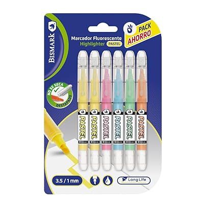 Bismark Surligneurs pastel liquides Long Life 5 couleurs Bismark Surligneurs pastel liquides Long Life 5 couleurs