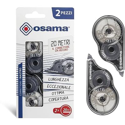 Osama S.p.A. Osama Lot de 2 rouleaux correcteurs de 20 m Ruban correcteur idéal pour l'école, le bureau et l'université Souris correctrice Kit utile pour l'écriture et les fournitures scolaires Glisse et Osama S.p.A. Osama Lot de 2 rouleaux correcteurs de 20 m Ruban correcteur idéal pour l'école, le bureau et l'université Souris correctrice Kit utile pour l'écriture et les fournitures scolaires Glisse et