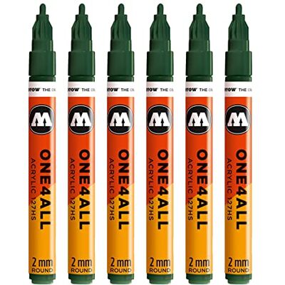 Molotow Lot de 6 marqueurs acrylique One4All 127HS (pointe de 2 mm, très couvrante et permanente, résistants aux UV, pour presque tous les supports) 145 future vert Molotow Lot de 6 marqueurs acrylique One4All 127HS (pointe de 2 mm, très couvrante et permanente, résistants aux UV, pour presque tous les supports) 145 future vert