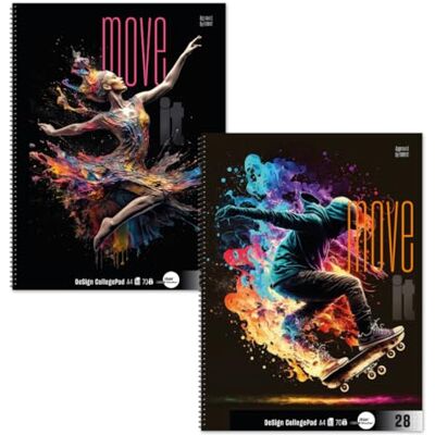 Staufen Bloc-notes Move it 5 blocs de 80 feuilles chacun, linéature 28 DIN A4, 70 g/m², linéature 28 (quadrillé avec lignes de marge), spirale, 4 trous, certifié avec ange bleu Staufen Bloc-notes Move it 5 blocs de 80 feuilles chacun, linéature 28 DIN A4, 70 g/m², linéature 28 (quadrillé avec lignes de marge), spirale, 4 trous, certifié avec ange bleu