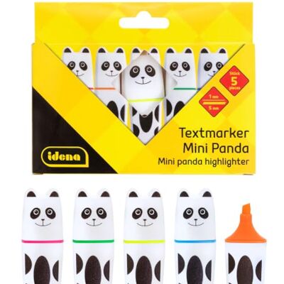 Idena Lot de 5 surligneurs Mini Panda Idena Lot de 5 surligneurs Mini Panda