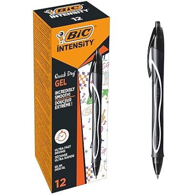 BIC Deutschland Gel-ocity Quick Dry Stylos-Gel Rétractables Pointe Moyenne (0,7 mm) Noir, Boîte de 12 BIC Deutschland Gel-ocity Quick Dry Stylos-Gel Rétractables Pointe Moyenne (0,7 mm) Noir, Boîte de 12