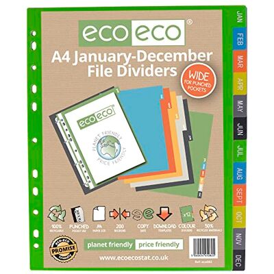 eco-eco Intercalaires A4 50% recyclés de janvier à décembre eco-eco Intercalaires A4 50% recyclés de janvier à décembre