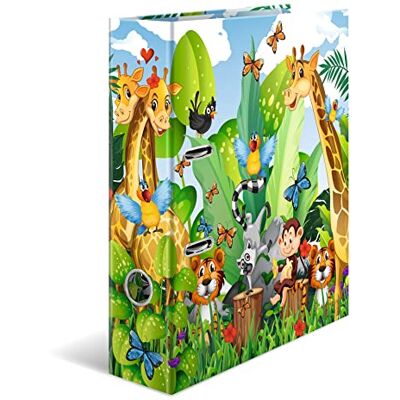 HERMA Classeur A4 Jungle de 7 cm de large, classeur à anneaux avec motif de maternelle, classeur coloré avec impression intérieure pour garçons, filles et enfants HERMA Classeur A4 Jungle de 7 cm de large, classeur à anneaux avec motif de maternelle, classeur coloré avec impression intérieure pour garçons, filles et enfants