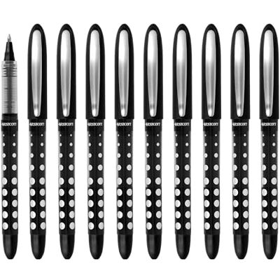 Westcott PULSAR E-730624 00 Lot de 10 stylos roller à encre noire, épaisseur de trait précise de 0,5 mm, transparent, indicateur de niveau, technologie capillaire, poignée ergonomique Westcott PULSAR E-730624 00 Lot de 10 stylos roller à encre noire, épaisseur de trait précise de 0,5 mm, transparent, indicateur de niveau, technologie capillaire, poignée ergonomique