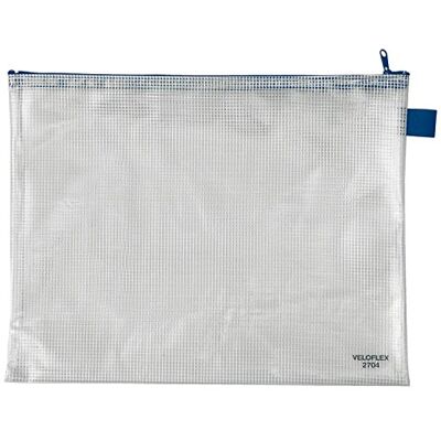 VELOFLEX 2704000 Pochette à fermeture éclair DIN A4 Pochette à fermeture éclair pour documents, PVC renforcé, transparent, 1 pièce VELOFLEX 2704000 Pochette à fermeture éclair DIN A4 Pochette à fermeture éclair pour documents, PVC renforcé, transparent, 1 pièce
