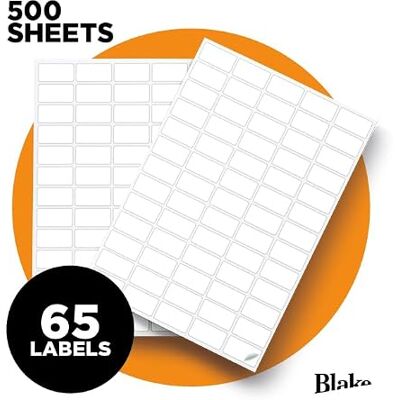 Blake PFW 65 étiquettes autocollantes A4 pour imprimante 100 feuilles 32500 unités papier autocollant étiquettes adhésives étiquettes d’adresse & courrier Modèle LAB A41-65XPE Blake PFW 65 étiquettes autocollantes A4 pour imprimante 100 feuilles 32500 unités papier autocollant étiquettes adhésives étiquettes d’adresse & courrier Modèle LAB A41-65XPE