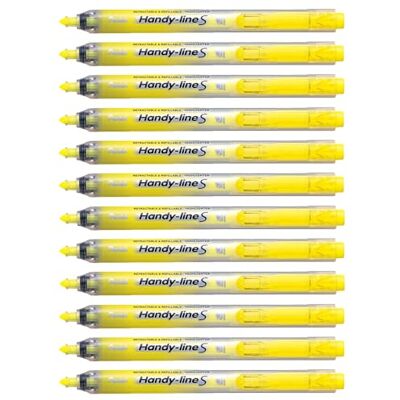 Pentel Handyline Surligneur rétractable Jaune Lot de 12 Pentel Handyline Surligneur rétractable Jaune Lot de 12