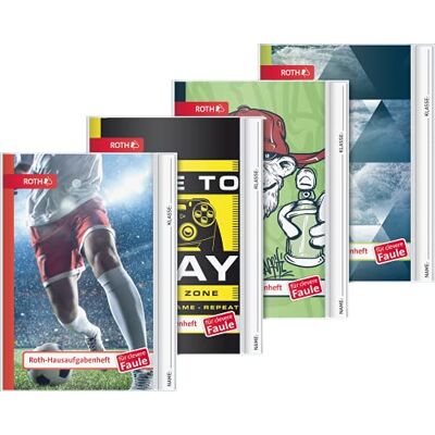BRUNNEN Note 1046950 Cahier de devoirs pour paresseux intelligent (A5, 56 feuilles, couverture en plastique, plusieurs motifs pour garçons) – Assortis BRUNNEN Note 1046950 Cahier de devoirs pour paresseux intelligent (A5, 56 feuilles, couverture en plastique, plusieurs motifs pour garçons) – Assortis