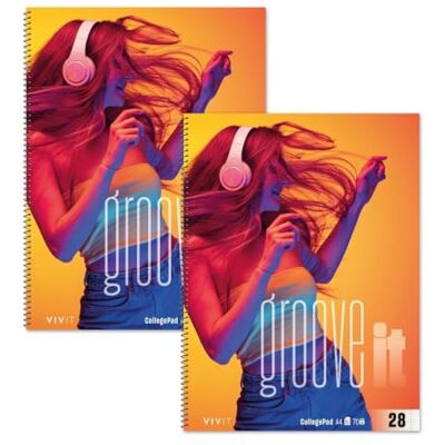 Staufen VIVIT Cahier de collège Groove it Frau 2 blocs de 80 feuilles chacun, linéature 28 (carreaux de 5 mm avec marges), format A4, fermeture quadruplée, papier 70 g/m² Staufen VIVIT Cahier de collège Groove it Frau 2 blocs de 80 feuilles chacun, linéature 28 (carreaux de 5 mm avec marges), format A4, fermeture quadruplée, papier 70 g/m²
