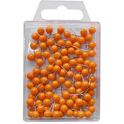 WEDO 56100 Lot de 100 Épingles à Tête Ronde, Longueur des Épingles 16 mm, Diamètre de la Tête 6 mmOrange. WEDO 56100 Lot de 100 Épingles à Tête Ronde, Longueur des Épingles 16 mm, Diamètre de la Tête 6 mmOrange.
