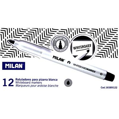 MILAN Markery do tablic krótkie okragle czarne 12 sztuk MILAN Markery do tablic krótkie okragle czarne 12 sztuk