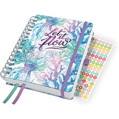 Sigel J4604 Jolie Agenda à spirales 2024, Underwater Miracles, environ A5, couverture rigide, élastique, passant pour stylo, poche plaquée, 2 rubans à dessin, 240 pages, en papier durable, agenda Sigel J4604 Jolie Agenda à spirales 2024, Underwater Miracles, environ A5, couverture rigide, élastique, passant pour stylo, poche plaquée, 2 rubans à dessin, 240 pages, en papier durable, agenda