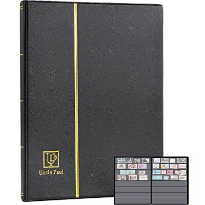 Uncle Paul Album pour timbres 160 pochettes – Livres de rangement avec manches 30 x 197 mm, 10 pages noires double face avec housse noire rembourrée, classeur pour billets en papier, timbres AS0108BK Uncle Paul Album pour timbres 160 pochettes – Livres de rangement avec manches 30 x 197 mm, 10 pages noires double face avec housse noire rembourrée, classeur pour billets en papier, timbres AS0108BK