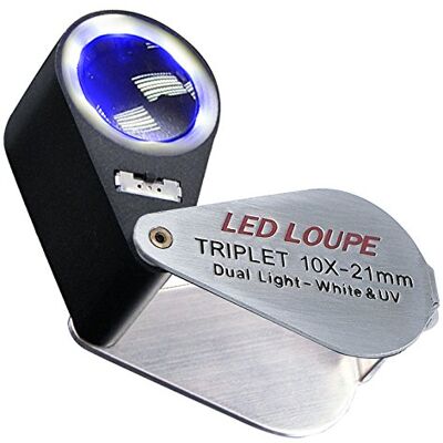GAIN EXPRESS Mini Folding Jewellers Eye Loupe à bijoux loupe pour pierres précieuses, bijoux, roches, timbres, montres, loisirs, antiquités, pierres précieuses, pièces de monnaie, timbres (10 x + lumière UV, 6 LED GAIN EXPRESS Mini Folding Jewellers Eye Loupe à bijoux loupe pour pierres précieuses, bijoux, roches, timbres, montres, loisirs, antiquités, pierres précieuses, pièces de monnaie, timbres (10 x + lumière UV, 6 LED