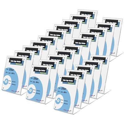 TUKA-i-AKUT Lot de 25 supports de table A4 en acrylique, fermeture magnétique, support de menu, support de panneau publicitaire, en forme de L, incliné pour menus, affiches, brochures, photos, TUKA-i-AKUT Lot de 25 supports de table A4 en acrylique, fermeture magnétique, support de menu, support de panneau publicitaire, en forme de L, incliné pour menus, affiches, brochures, photos,
