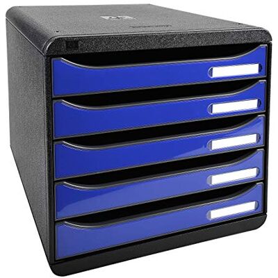 EXACOMPTA Réf. 3097203D BIG BOX PLUS Caisson 5 tiroirs pour document A4+ Dimensions extérieures Profondeur 34,7 x largeur 27,8 x Hauteur 27,1cm- Noir/Bleu Royal glossy EXACOMPTA Réf. 3097203D BIG BOX PLUS Caisson 5 tiroirs pour document A4+ Dimensions extérieures Profondeur 34,7 x largeur 27,8 x Hauteur 27,1cm- Noir/Bleu Royal glossy