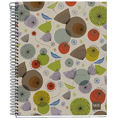 Miquelrius Cahier A5 recyclé, 120 feuilles recyclées de 80 g/m², carnet quadrillé, 4 bandes de couleurs pour classer et organiser, 2 trous, couverture recyclée, oiseaux Miquelrius Cahier A5 recyclé, 120 feuilles recyclées de 80 g/m², carnet quadrillé, 4 bandes de couleurs pour classer et organiser, 2 trous, couverture recyclée, oiseaux