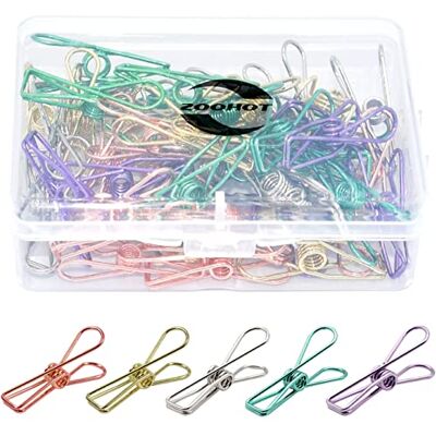 zoohot Lot de 50 petites pinces métalliques multi-usages 5 couleurs (or rose, or, argent, violet, vert) zoohot Lot de 50 petites pinces métalliques multi-usages 5 couleurs (or rose, or, argent, violet, vert)