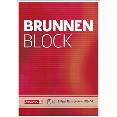 BRUNNEN Baier & Schneider Bloc-notes format A4, quadrillé, 50 feuilles, 70 g/m², quadrillé et quadrillé 4 perforations BRUNNEN Baier & Schneider Bloc-notes format A4, quadrillé, 50 feuilles, 70 g/m², quadrillé et quadrillé 4 perforations