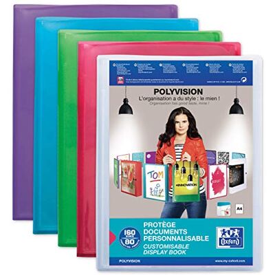 Oxford Protège-Documents Polyvision A4 160 vues / 80 pochettes Couverture Polypro Translucide Coloris Assortis Oxford Protège-Documents Polyvision A4 160 vues / 80 pochettes Couverture Polypro Translucide Coloris Assortis