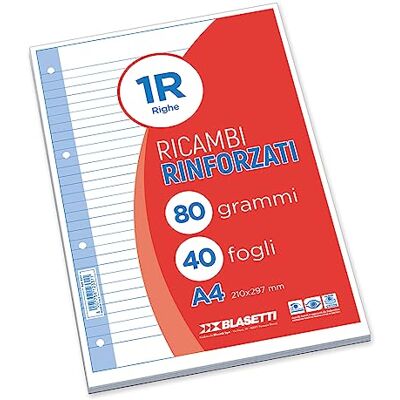 Blasetti 2331 40+1 pièces de rechange renforcées, A4, rangées 1R, 80 g Blasetti 2331 40+1 pièces de rechange renforcées, A4, rangées 1R, 80 g