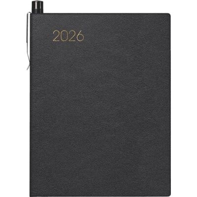 BRUNNEN Agenda de poche 713 2026, format A7, en cuir, noir BRUNNEN Agenda de poche 713 2026, format A7, en cuir, noir