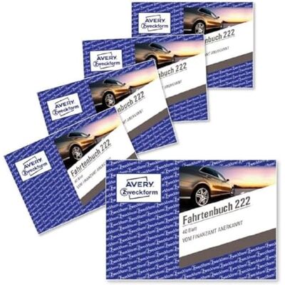 Avery 222-5 Lot de 5 carnets de voyage (pour voitures, reconnu par l'administration fiscale, format A6 paysage, pour l'Allemagne et l'Autriche pour délimiter les trajets Avery 222-5 Lot de 5 carnets de voyage (pour voitures, reconnu par l'administration fiscale, format A6 paysage, pour l'Allemagne et l'Autriche pour délimiter les trajets