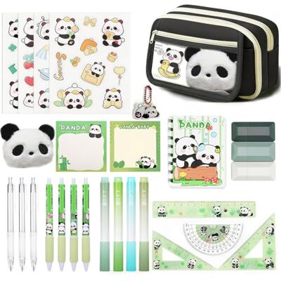 yolzhxe Lot de 28 papeterie Panda avec étui, surligneurs, stylos gel, règle, trousse d'école Panda grande capacité, lot de papeterie scolaire pour notes ou tâches quotidiennes yolzhxe Lot de 28 papeterie Panda avec étui, surligneurs, stylos gel, règle, trousse d'école Panda grande capacité, lot de papeterie scolaire pour notes ou tâches quotidiennes