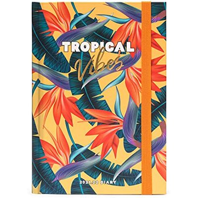 Legami Agenda journalier 16 mois, de septembre 2021 à décembre 2022,12 x 18 cm, papier certifié FSC, avec plan de vacances, planificateur mensuel, élastique, rubrique, coins perforés, signet, tropical Vibes Legami Agenda journalier 16 mois, de septembre 2021 à décembre 2022,12 x 18 cm, papier certifié FSC, avec plan de vacances, planificateur mensuel, élastique, rubrique, coins perforés, signet, tropical Vibes