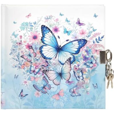 Goldbuch 44 155 Journal intime pour enfant avec 96 pages, bloc-notes verrouillable, avec cadenas et 2 clés, impression artistique, env. 16,5 x 16,5 cm, motif papillon Goldbuch 44 155 Journal intime pour enfant avec 96 pages, bloc-notes verrouillable, avec cadenas et 2 clés, impression artistique, env. 16,5 x 16,5 cm, motif papillon