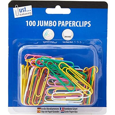 Just stationery Lot de 100 trombones Jumbo Multi, 9195 Just stationery Lot de 100 trombones Jumbo Multi, 9195