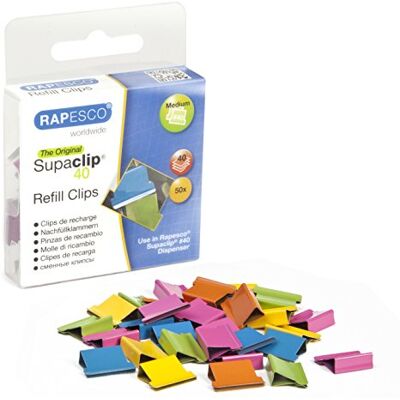 Rapesco RC4050MC Supaclip 40 Recharge de Pinces, Lot de 50 Rapesco RC4050MC Supaclip 40 Recharge de Pinces, Lot de 50