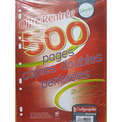 Calligraphe 9253C (gamme scolaire Clairefontaine) Un paquet de copies doubles perforées sous film A4 21x29,7 cm 500 pages Grands carreaux papier blanc 90g Pour Classeur 32x26 cm minimum Calligraphe 9253C (gamme scolaire Clairefontaine) Un paquet de copies doubles perforées sous film A4 21x29,7 cm 500 pages Grands carreaux papier blanc 90g Pour Classeur 32x26 cm minimum