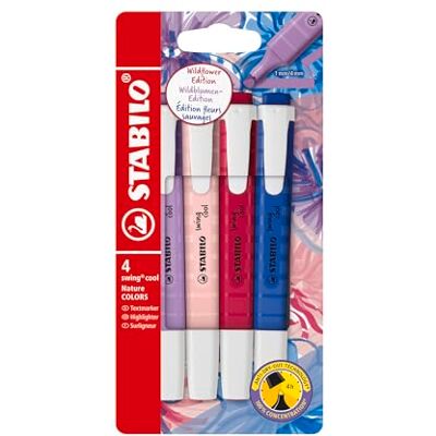 STABILO Surligneurs Swing Cool NatureCOLORS Wildflower Lot de 4-4 couleurs STABILO Surligneurs Swing Cool NatureCOLORS Wildflower Lot de 4-4 couleurs