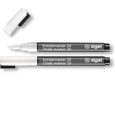 Sigel BA178 Lot de 2 Marqueurs à Craie Liquide 20, Effaçables. Pointes Ogives Ø 1 à 2 mm,Blanc Sigel BA178 Lot de 2 Marqueurs à Craie Liquide 20, Effaçables. Pointes Ogives Ø 1 à 2 mm,Blanc
