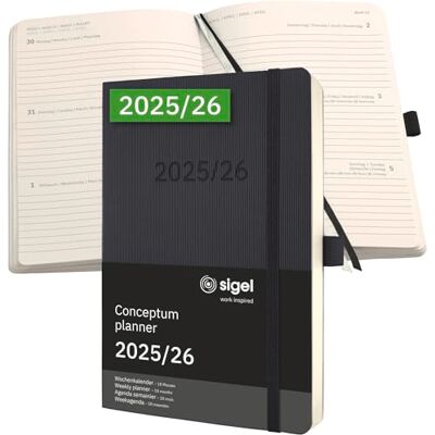 Sigel C2606 Wochenkalender Conceptum 2025/2026, ca. A5, , schwarz: Agenda Conceptum, Classic, Softcover Sigel C2606 Wochenkalender Conceptum 2025/2026, ca. A5, , schwarz: Agenda Conceptum, Classic, Softcover