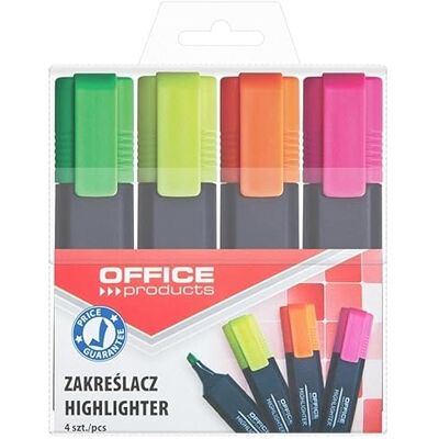OFFICER PRODUCTS OFFICE PRODUCTS Lot de 4 surligneurs lumineux Couleurs : jaune, ombrage, rose, vert/surligneur Encre non toxique, pointe biseautée Haute qualité Épaisseur de trait 1-5 mm OFFICER PRODUCTS OFFICE PRODUCTS Lot de 4 surligneurs lumineux Couleurs : jaune, ombrage, rose, vert/surligneur Encre non toxique, pointe biseautée Haute qualité Épaisseur de trait 1-5 mm