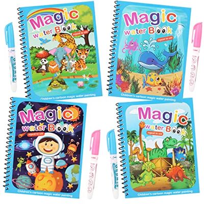 talifoca Livre de Dessin de l'eau,4 Pièces Magic Water Book Réutilisable avec 4 Stylos,Magique Panneau de Peinture pour Enfants Education Dessin Jouet talifoca Livre de Dessin de l'eau,4 Pièces Magic Water Book Réutilisable avec 4 Stylos,Magique Panneau de Peinture pour Enfants Education Dessin Jouet