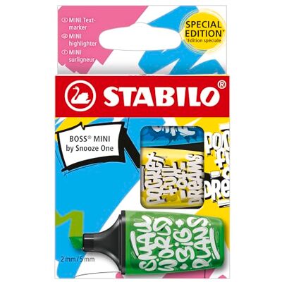 STABILO Snooze One Lot de 3 surligneurs Boss Mini Bleu Jaune Vert STABILO Snooze One Lot de 3 surligneurs Boss Mini Bleu Jaune Vert