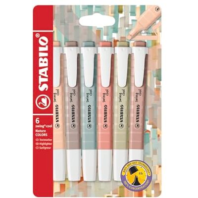 STABILO Lot de 6 surligneurs Swing Cool NatureCOLORS 6 couleurs STABILO Lot de 6 surligneurs Swing Cool NatureCOLORS 6 couleurs