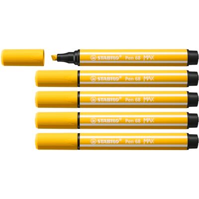 STABILO Stylo 68 MAX - Jaune - Lot de 5 STABILO Stylo 68 MAX - Jaune - Lot de 5
