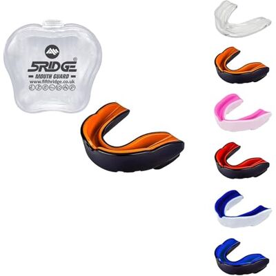 5RIDGE Protège-dents pour adultes, jeunes et juniors pour tous les sports de contact, boxe, MMA, rugby, football, crosse, hockey (orange/noir, enfants de moins de 11 ans) 5RIDGE Protège-dents pour adultes, jeunes et juniors pour tous les sports de contact, boxe, MMA, rugby, football, crosse, hockey (orange/noir, enfants de moins de 11 ans)