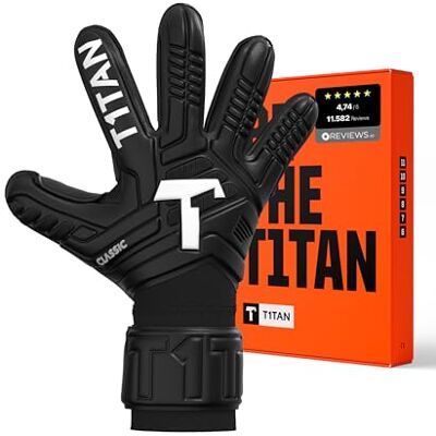 T1TAN Classic Black-Out Gants de gardien d'entraînement pour adultes, avec protection des doigts, taille 6-11, gardien de but de football T1TAN Classic Black-Out Gants de gardien d'entraînement pour adultes, avec protection des doigts, taille 6-11, gardien de but de football
