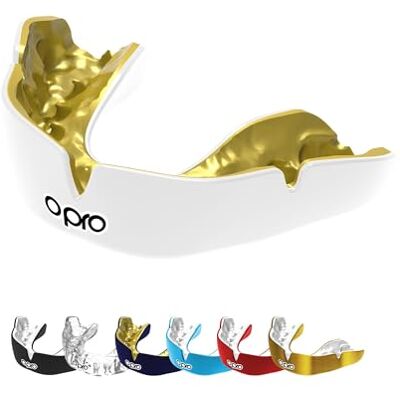 Opro Protège-dents instantané sur mesure avec technologie de ajustement révolutionnaire pour un confort, une protection et un ajustement ultimes pour le rugby, la boxe, le hockey, le MMA (blanc, Opro Protège-dents instantané sur mesure avec technologie de ajustement révolutionnaire pour un confort, une protection et un ajustement ultimes pour le rugby, la boxe, le hockey, le MMA (blanc,