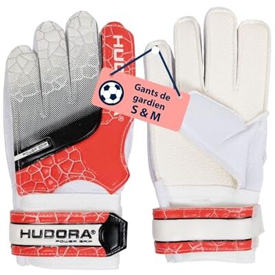 HUDORA Gants de gardien de but de football rembourrés pour enfants et adolescents en taille S Dos en mousse Gants de football avec fermeture Velcro Rouge HUDORA Gants de gardien de but de football rembourrés pour enfants et adolescents en taille S Dos en mousse Gants de football avec fermeture Velcro Rouge