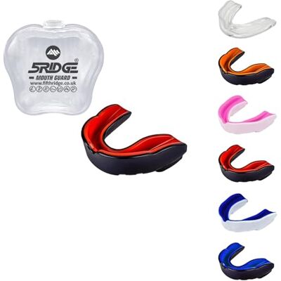 5RIDGE Protège-dents pour adultes, jeunes et juniors pour tous les sports de contact, boxe, MMA, rugby, football, crosse, hockey (junior de moins de 11 ans, rouge/noir) 5RIDGE Protège-dents pour adultes, jeunes et juniors pour tous les sports de contact, boxe, MMA, rugby, football, crosse, hockey (junior de moins de 11 ans, rouge/noir)