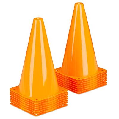 Relaxdays Cônes de signalisation, x16, football, dressage chien, orange sport équestre, plots chantier 23 cm, enfants Relaxdays Cônes de signalisation, x16, football, dressage chien, orange sport équestre, plots chantier 23 cm, enfants