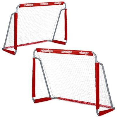 Relaxdays But de football, lot de 2, enfants et adultes, HLP : 110 x 150 x 75 cm, métal, cage stable pour foot, rouge Relaxdays But de football, lot de 2, enfants et adultes, HLP : 110 x 150 x 75 cm, métal, cage stable pour foot, rouge