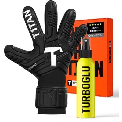 T1TAN Classic Black-Out Gants de gardien d'entraînement pour adultes, avec protection des doigts, taille 6-11, gardien de but de football T1TAN Classic Black-Out Gants de gardien d'entraînement pour adultes, avec protection des doigts, taille 6-11, gardien de but de football